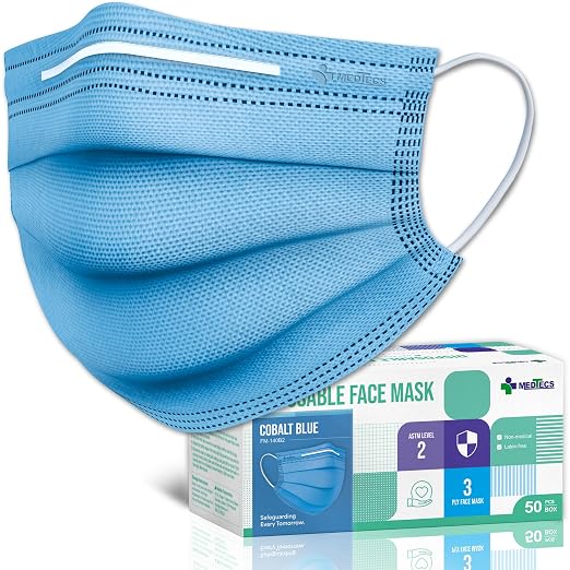 Medtecs Face Mask Disposable – Available in 50 & 2, 3-Ply Breathable, Soft Fit by MedtecsGroup