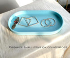 Blue Small Tray, Oval Tray for Kitchen Counter, Bathtub Bathroom Vanity Items - Image 3