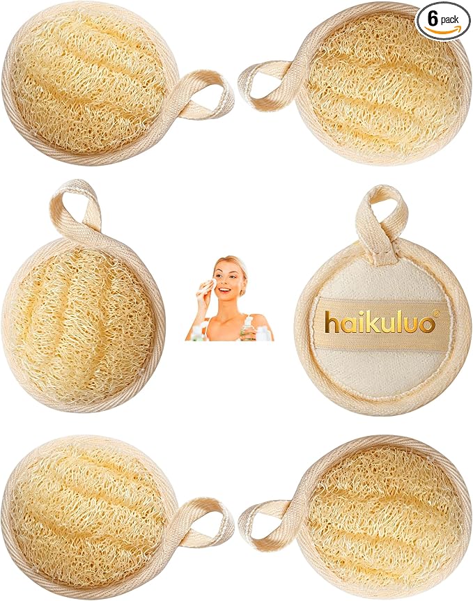Natural Loofah Exfoliating Face Scrubber, Shower loofah Facial Scrubber by haikuluoNaturalLoofah