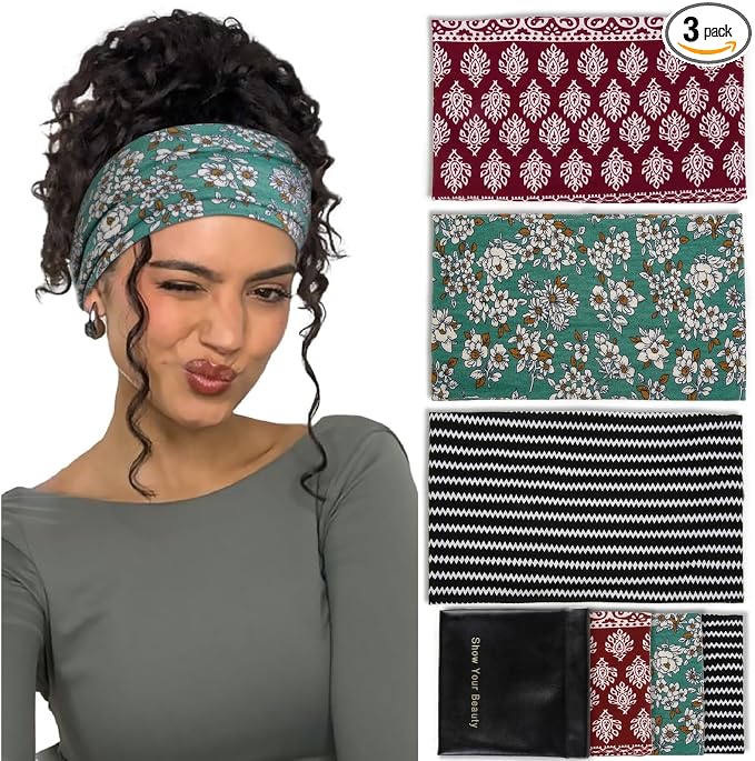 Huachi Wide Headbands for Women Non Slip, Thick Womens Bandana Headbands Boho by Huachi