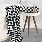 Jacquotha Black and White Checkered Cotton Bath Towels Set of 2 - Image 2