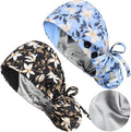 Satin Lined Scrub Caps with Buttons & Sweathand, Surgical Caps by Yuest