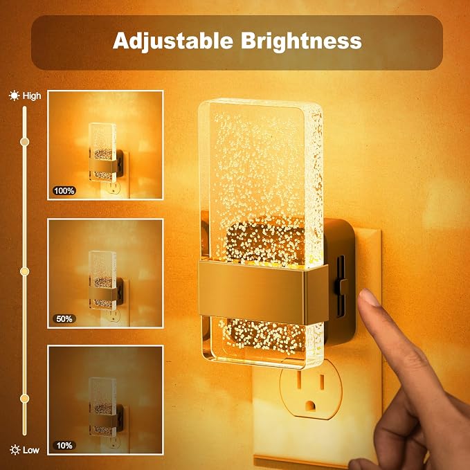 JandCase Night Lights Plug into Wall, Dusk to Dawn Sensor, Acrylic Bubble Design - Image 2
