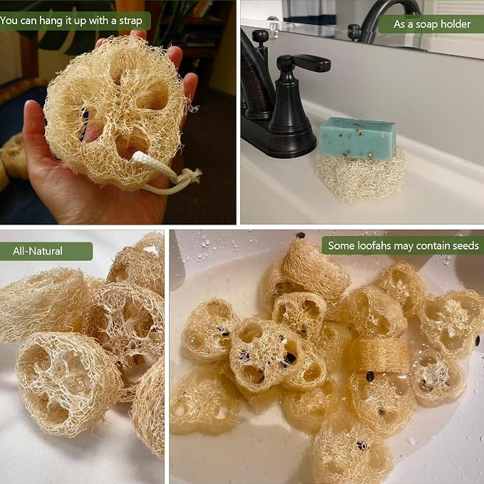 Natural Loofah Sponge for Soap Making, 20 Pack Organic Loofahs Slices Cuts Set - Image 6