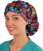 Sparkling EARTH Banded Bouffant Surgical Scrub Ponytail Working Caps and - Image 3