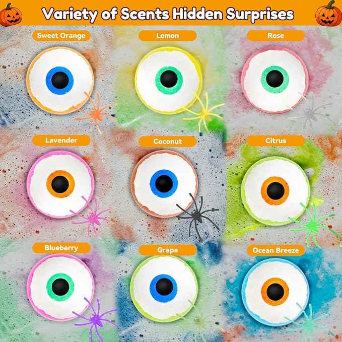 Halloween Bath Bombs for Kids Gifts: 9 Pcs Eyeball Bath Bomb - Image 3