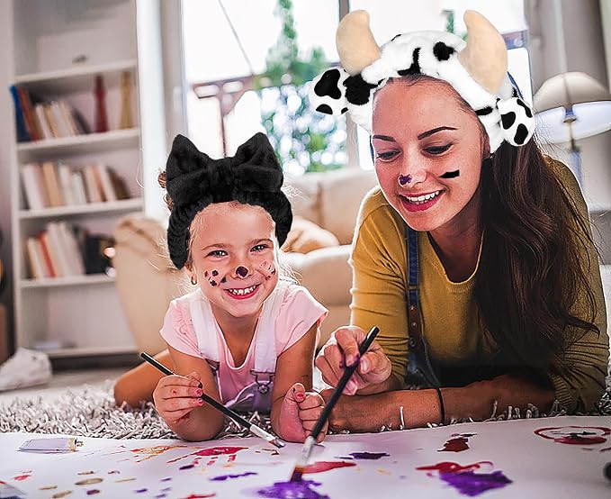 Women's Cow Print Spa Headband and Wristband Set - Image 2