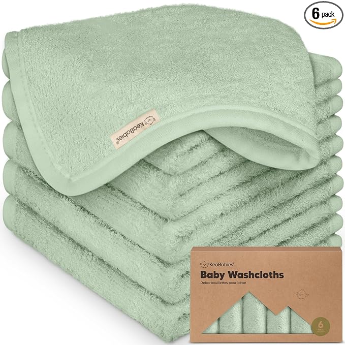 6-Pack Baby Washcloths – Soft Absorbent Viscose from Bamboo Washcloths by KeaBabies