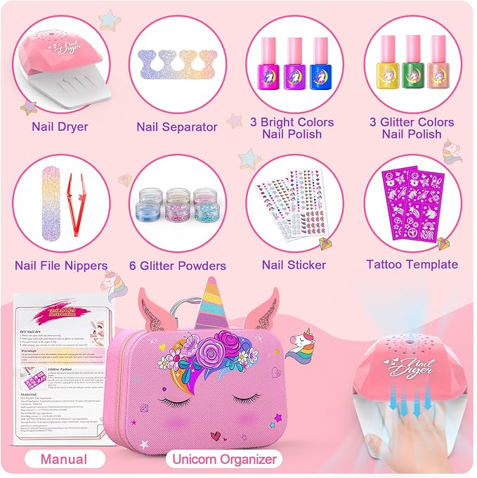Kids Nail Polish Set for Girls, Nail Art Kit - Image 4