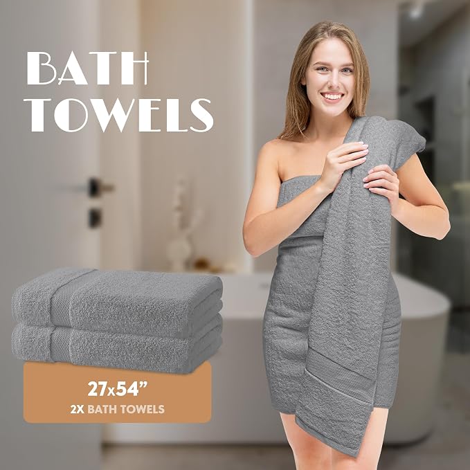 Light Gray Bath Towel Set of 6 - Image 4