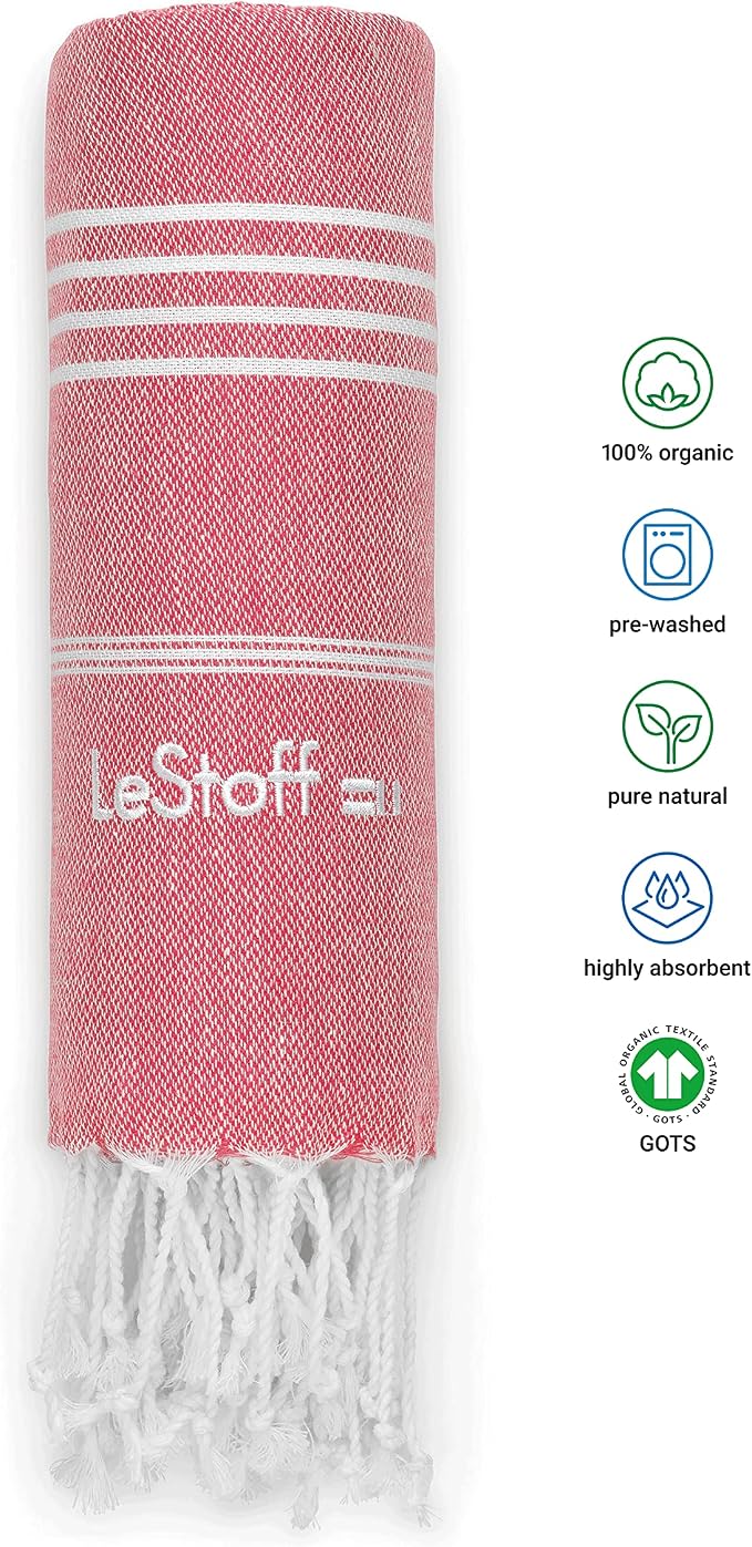 LeStoff Turkish Beach Towel 100% Organic Cotton Prewashed 38"x71" Soft Highly - Image 3
