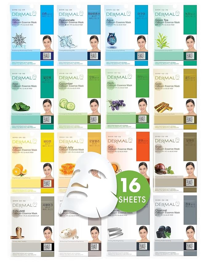 DERMAL Collagen Essence Sheet Mask 16 Combo Pack by DERMAL
