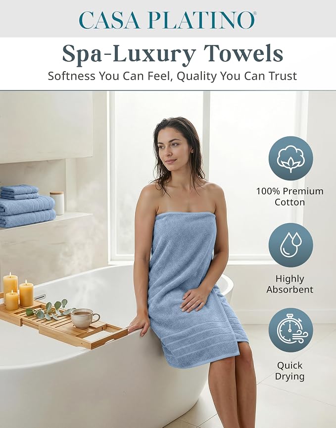 Casa Platino Premium Cotton Bath Towel 12 Piece Set - Image 2