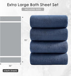 4 Piece Extra Large Bath Towel 35"x70" Oversized Bath Sheet Navy Blue Bath - Image 5