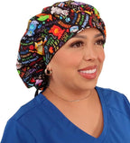 Sparkling EARTH Banded Bouffant Surgical Scrub Ponytail Working Caps and - Image 3