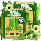 HOME GROWN Clemson Spineless Okra Seeds 202+ Heirloom Non-GMO Seeds by HOMEGROWN