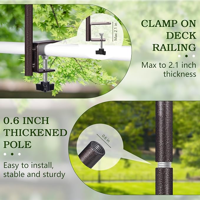 YINGYM Deck Bird Feeder Pole Porch Multi-Hooks Hanging Kit - Image 4