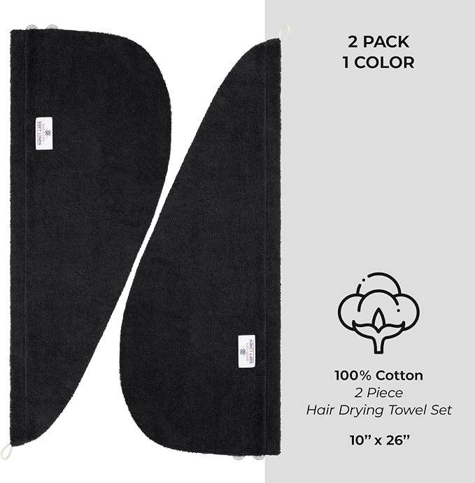 American Soft Linen 100% Cotton Hair Towels - Image 4