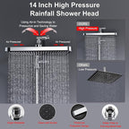 Dual shower Head with Handheld and Filter-14'' Rainfall ShowerHead, High - Image 4