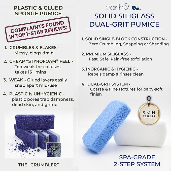 Earth & I Pumice Stone for Feet – 2-Pack Callus Remover | Coarse + Fine - Image 7