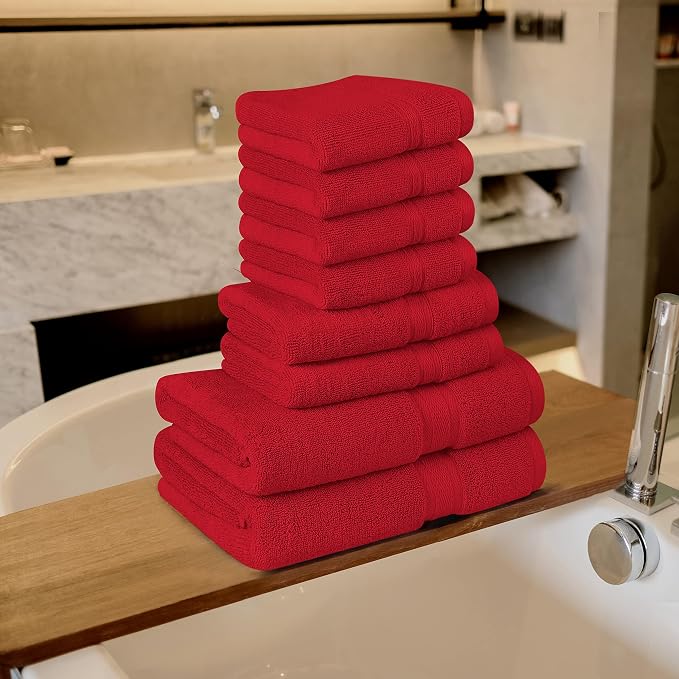 Towel and Linen Mart Burgundy Towel Sets, 2 Bath Towels 2 Hand Towels and 4 - Image 5