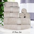 SUPERIOR Egyptian Cotton Pile 8 Piece Towel Set, Includes 2 Bath, 2 Hand - Image 2