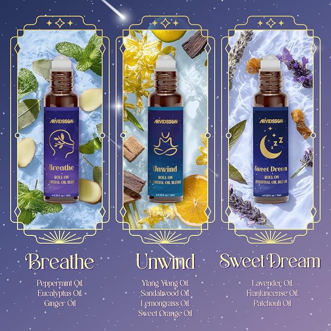 ARVIDSSON Essential Oils Roll On Set, Natural Self Care Essential Oil Blends - Image 3