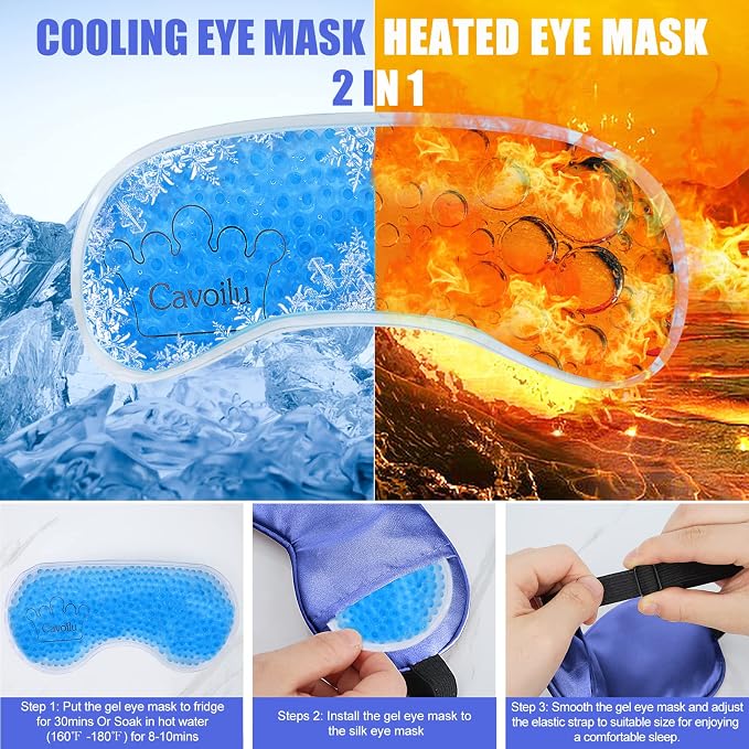 Cooling Sleep Mask w/Gel Eye Mask, Silk Eye Mask - Image 3