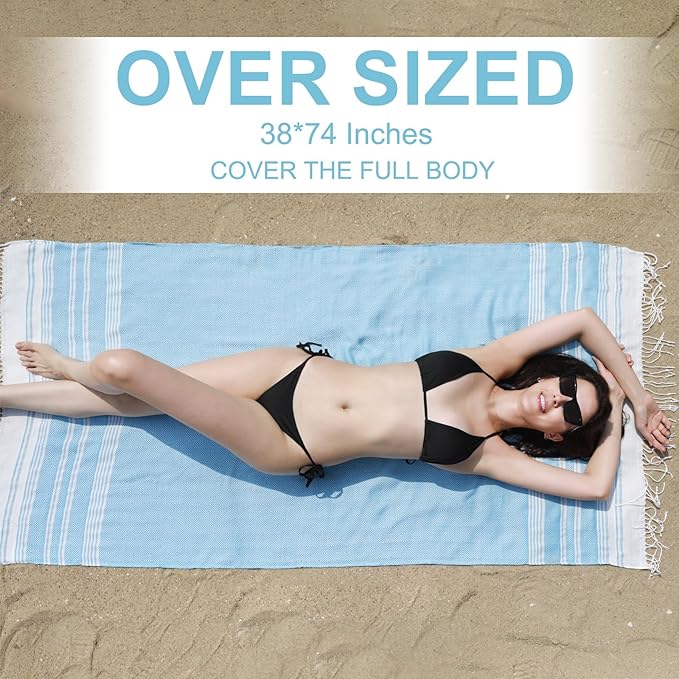 Genovega 6 Oversized Turkish Beach Bath Towel Set Bulk 74"x38" Extra Large Sand - Image 5