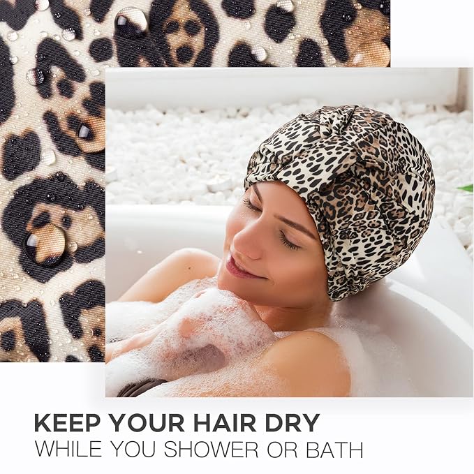 INNELO Luxury Shower Cap for Women Reusable Waterproof, Double Layered Shower - Image 5