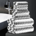 8 Piece Bathroom Towel Set Dark Grey|2 Oversized Large Bath Towels Sheet by MAGGEA