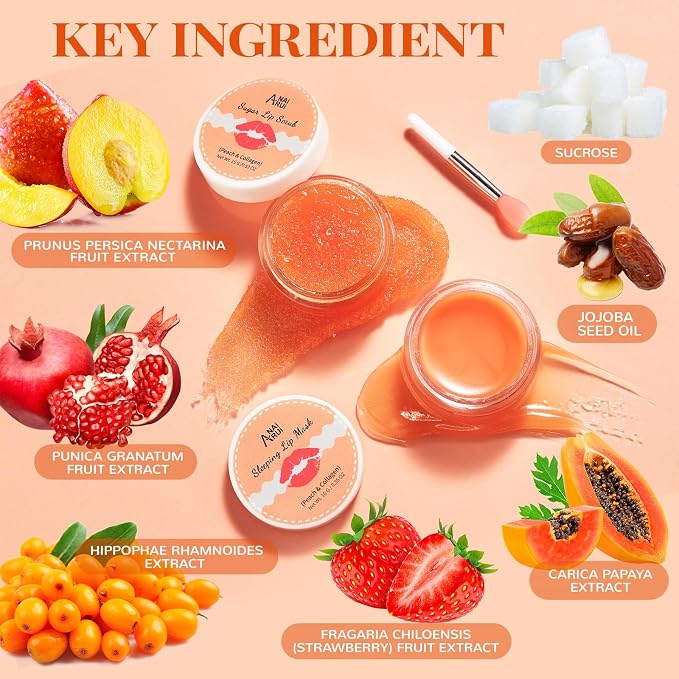 ANAI RUI Lip Scrub & Mask Set, Lip Scrubber Exfoliator, Lip Sugar Scrub - Image 2