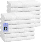 Pearl Linens 12 Pack 22x44 Economy Cotton Hotel Quality White Bath Towels - Image 9