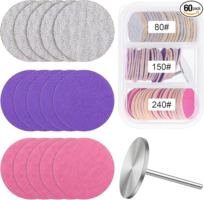 Sanding Paper Discs with Metal Nail Drill Bit Foot Sandpaper Discs 25mm Foot by Home