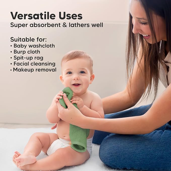 6-Pack Baby Washcloths – Soft Absorbent Viscose from Bamboo Washcloths - Image 6