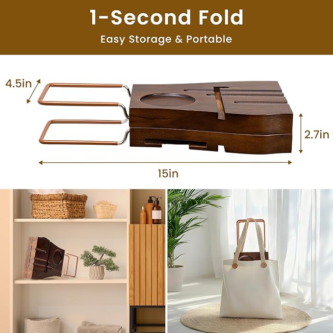 Teak Bathtub Tray Expandable Bathroom Tray - Image 7