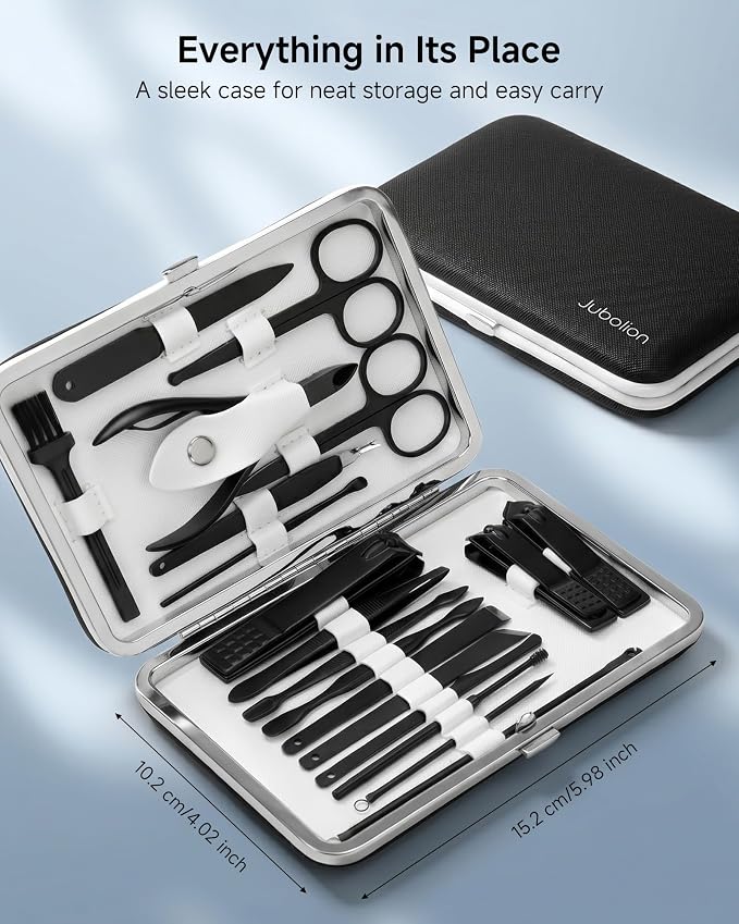 Manicure Set, Jubolion 19pcs Stainless Steel Professional Nail Clippers - Image 6