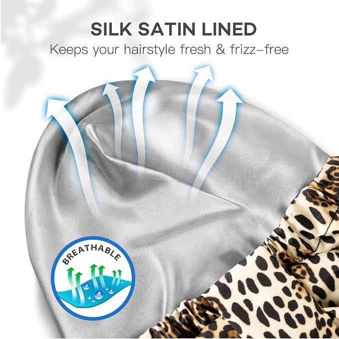 INNELO Luxury Shower Cap for Women Reusable Waterproof, Double Layered Shower - Image 4