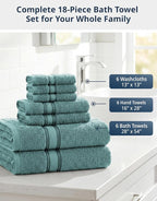 LANE LINEN 100% Cotton Bath Towel Set of 18 – 6 Bath, 6 Hand Towel & 6 - Image 2
