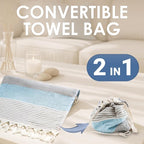 ATANI Turkish Beach Towel, Converts to a Bag, Oversized 100% Cotton Bath Towels - Image 2