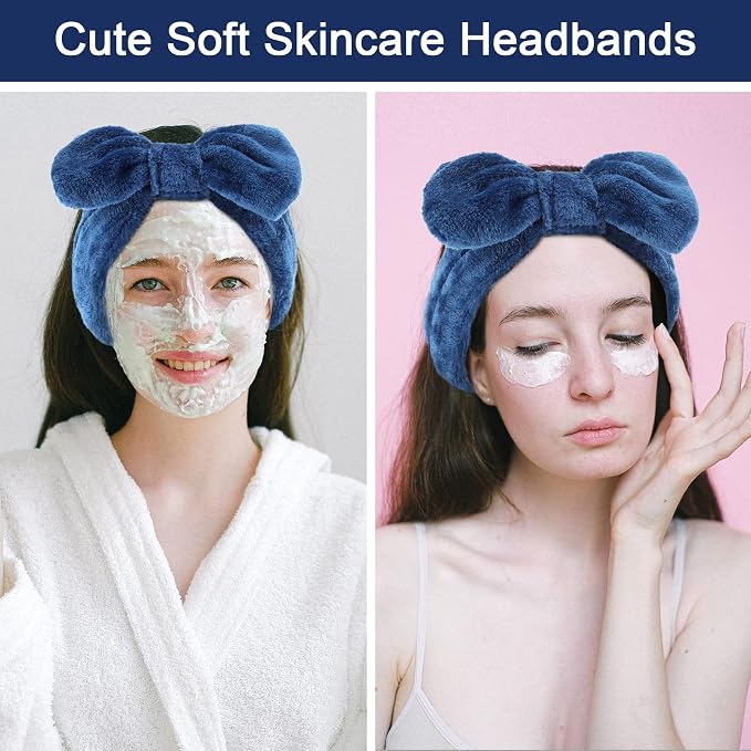 Ondder Spa Headband for Washing Face 8 Pack Navy Blue Skincare Headbands for - Image 3