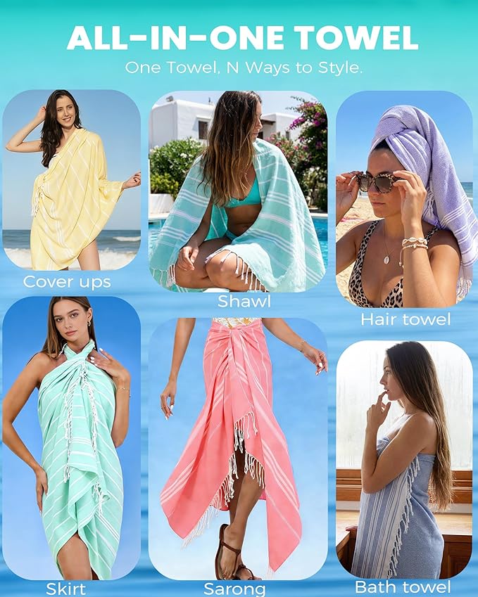 Turkish Beach Towels Vacation Essentials Yoga Blanket Pool Workout Towel - Image 7