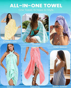 2 Packs Cotton Turkish Beach Towels Quick Dry Sand Free Oversized Bath Pool - Image 6