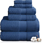 NY Loft 100% Cotton Towel Set 6 Piece Towel Set | Navy Bath Towels | Absorbent by NYLoft