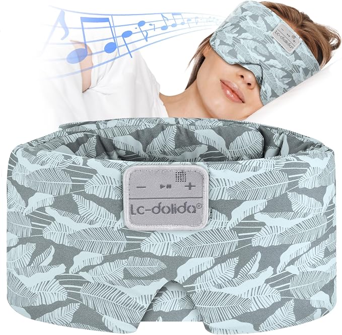 LC-dolida Sleep Mask with Bluetooth Headphones, Extra Large Silk Eye Mask by LC-dolida
