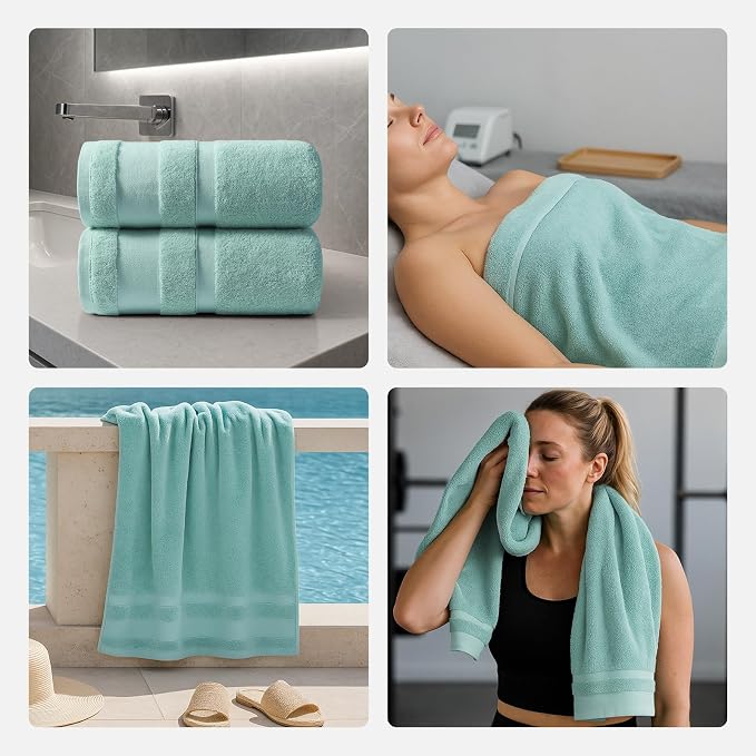 REDKISS 100% Cotton Bath Towels Set of 2, Extra Large Bath Sheets 35 X 70 Inches - Image 7