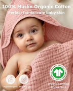 Yoofoss Hooded Baby Towels for Newborn 2 Pack 100% Muslin Organic Cotton Baby - Image 2