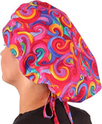 Sparkling EARTH Banded Bouffant Surgical Scrub Ponytail Working Caps and - Image 4