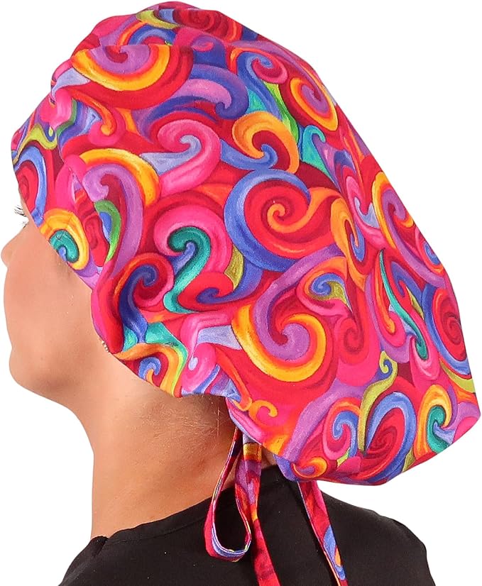 Sparkling EARTH Banded Bouffant Surgical Scrub Ponytail Working Caps and - Image 4