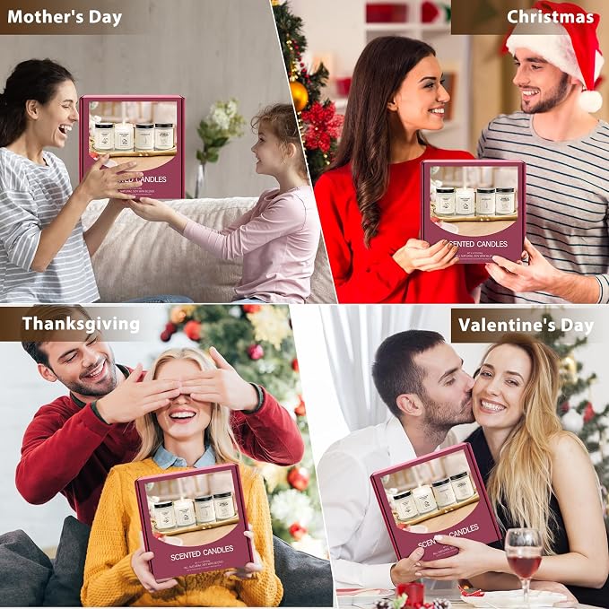 Soy Wax Scented Candle Gift Set, 4 Pack Lavender, Vanilla Scents, Long Lasting - Image 7